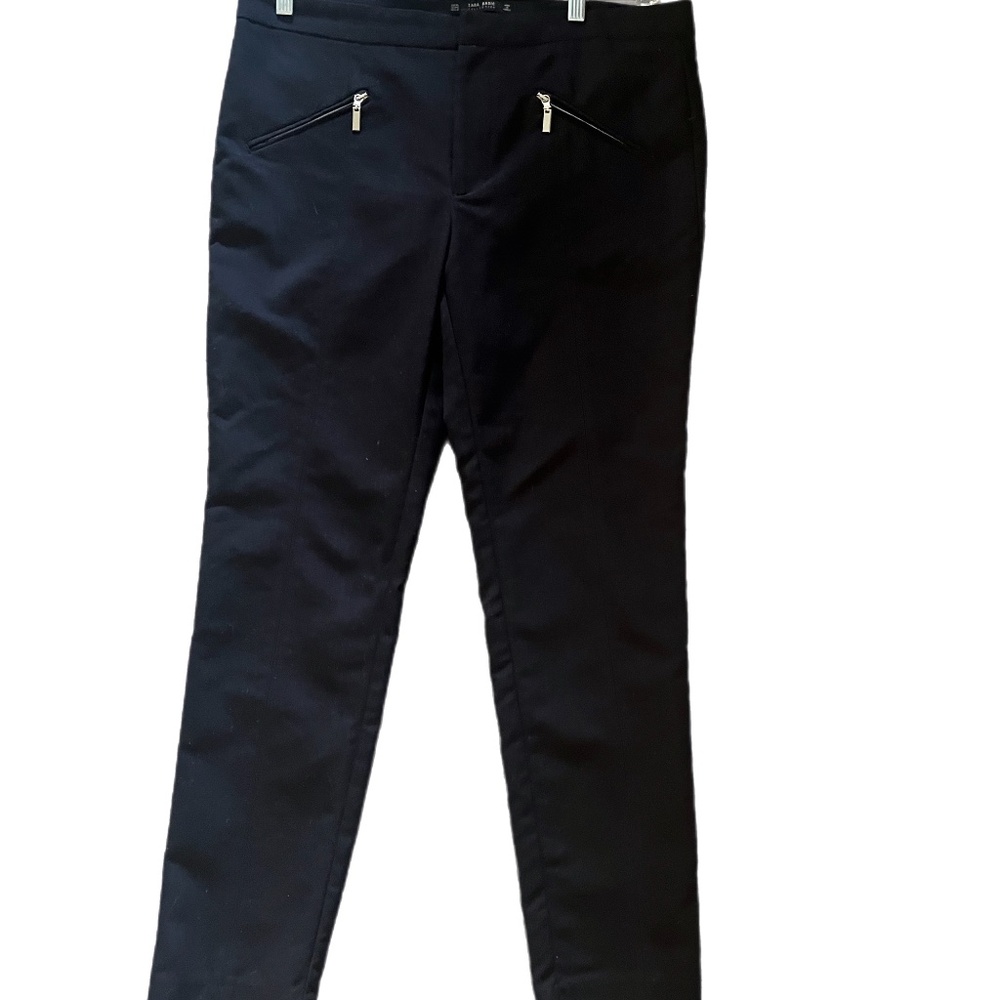 Zara Basics Ankle Work Office Faux Zip Classic Minimalist Trouser Pants